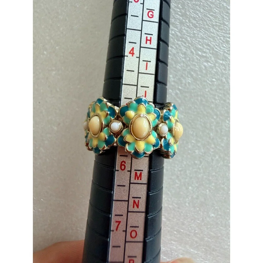 Banana Republic BR Signed Colorful Enamel Floral Daisy Statement Band Ring 6